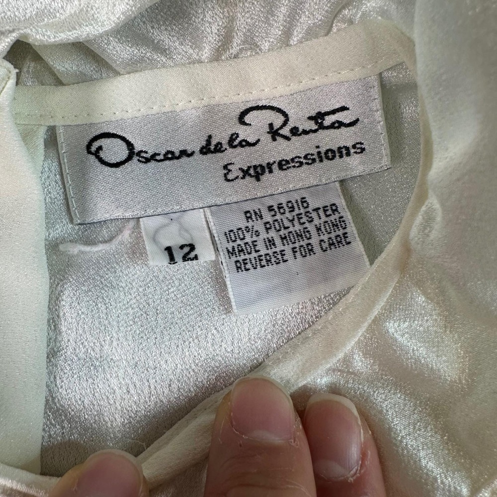 Oscar de la Renta Expressions Ivory Ruffle Collar Romantic Victorian Coquette 12 - Picture 5 of 9